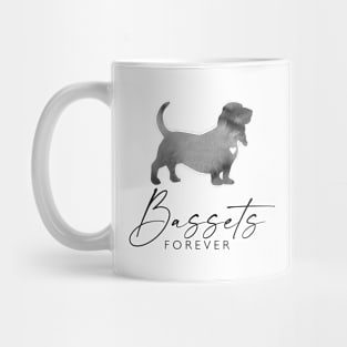 Basset Hound Dog Lover Gift - Ink Effect Silhouette - Bassets Forever Mug